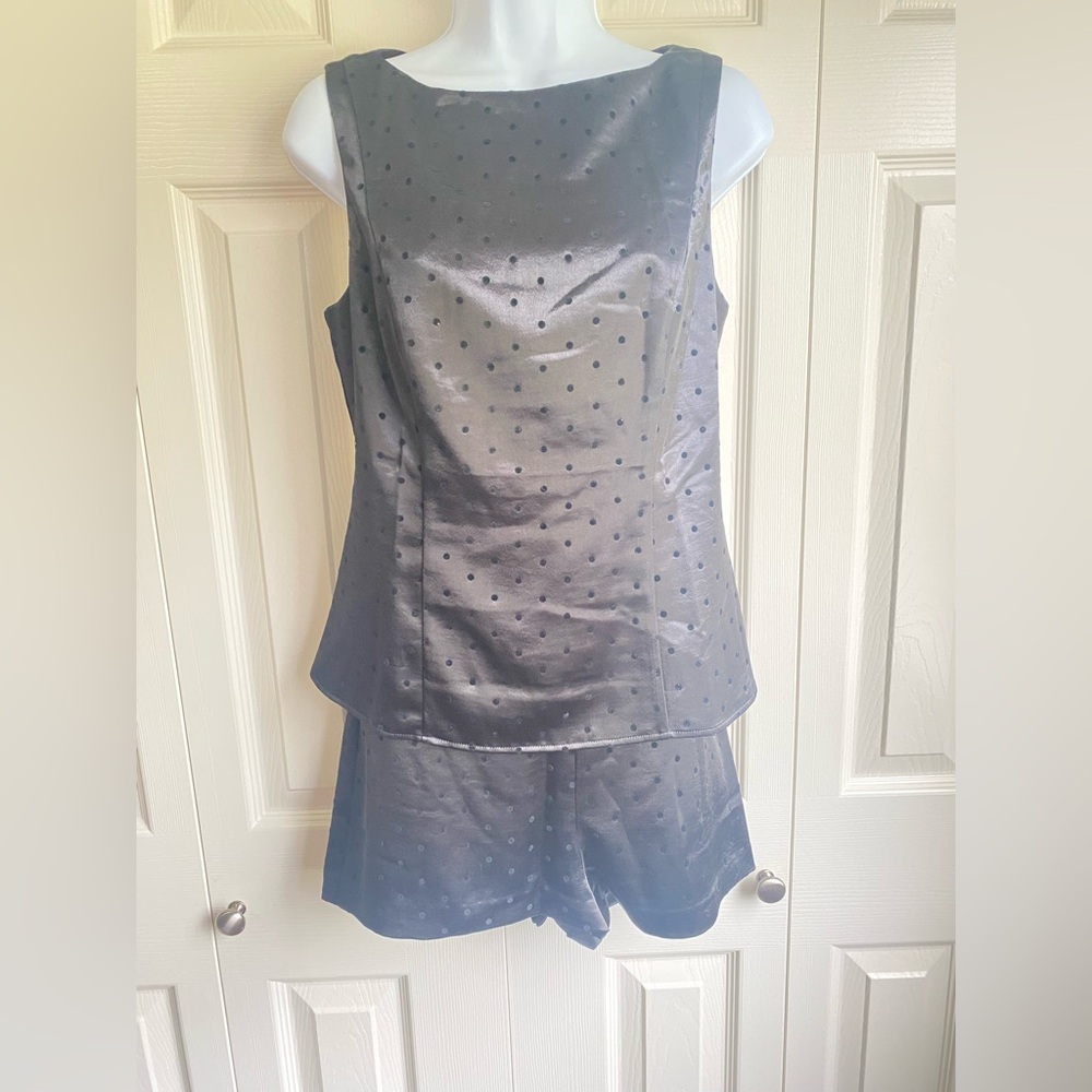 NEW Reformation Black Nolyn Satin Polka Dot Top and June Low Rise Shorts Set - Picture 5 of 14